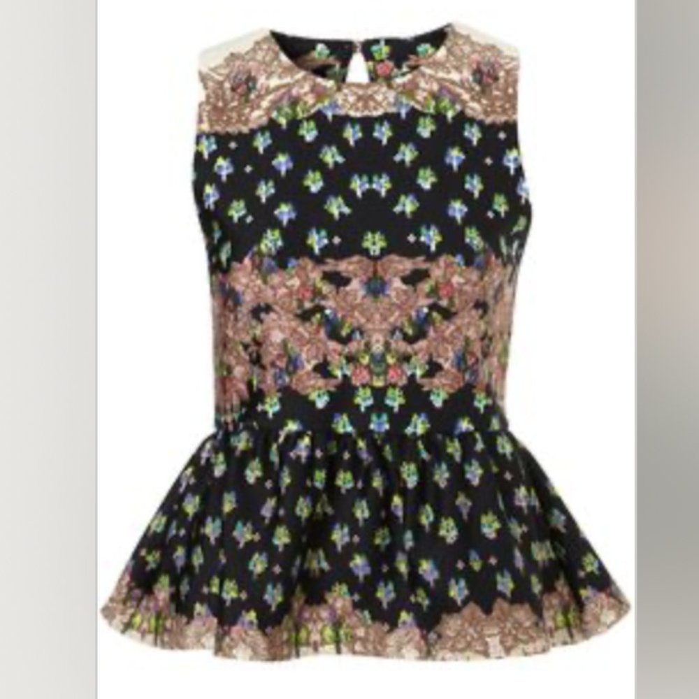 Petite Vintage Lace Peplum Top